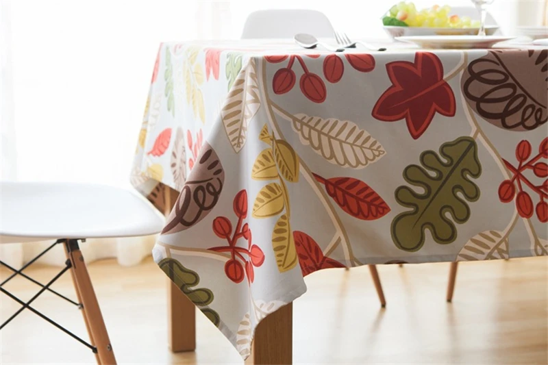 Pastoral Leaves Rectangle Tablecloths Printed Cotton Polyester Tea Table Cloth For Table Dustproof Microwave Oven Cover Kitchen 