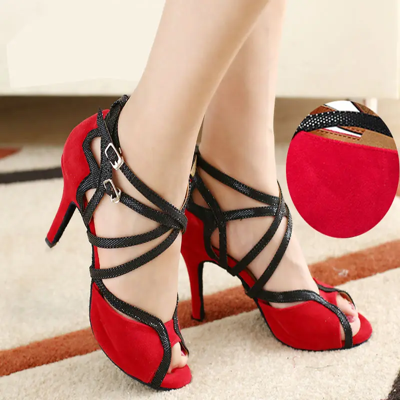 Latin dance shoes woman Ballroom shoes for Women and girl Flock