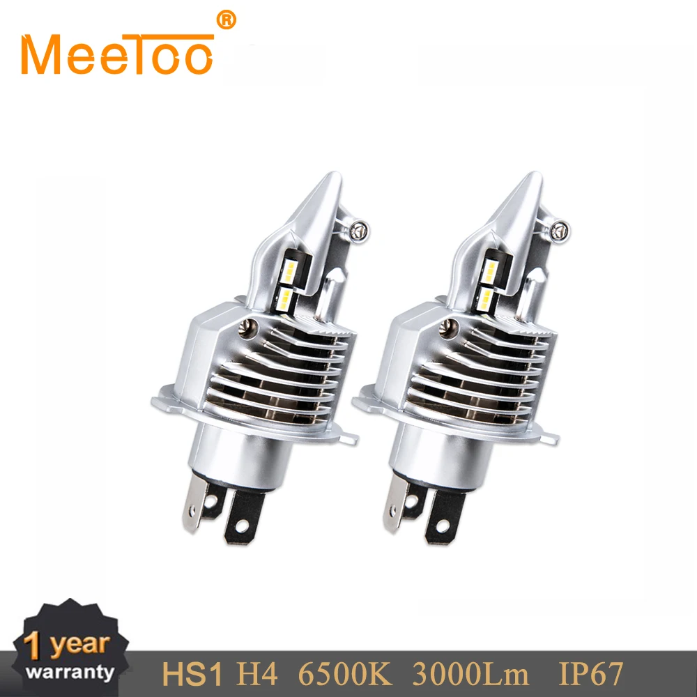 MeeToo LED H4/HS1 лампы для фар мотоцикла 12 В 6500 к белый 3000Lm IP67 компактный налобный фонарь