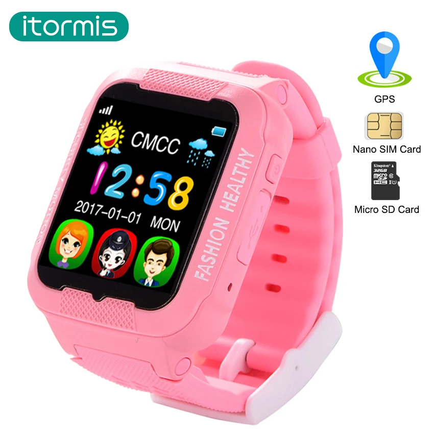 Новое поступление 2017 года itomis W03 дети Bluetooth SmartWatch детей GPS фунтов в смарт детские