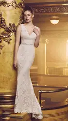 Vestido de noiva/2017 элегантные кружевные свадебные платья Русалочки с v-образным вырезом, большие размеры, без рукавов, два предмета, свадебное