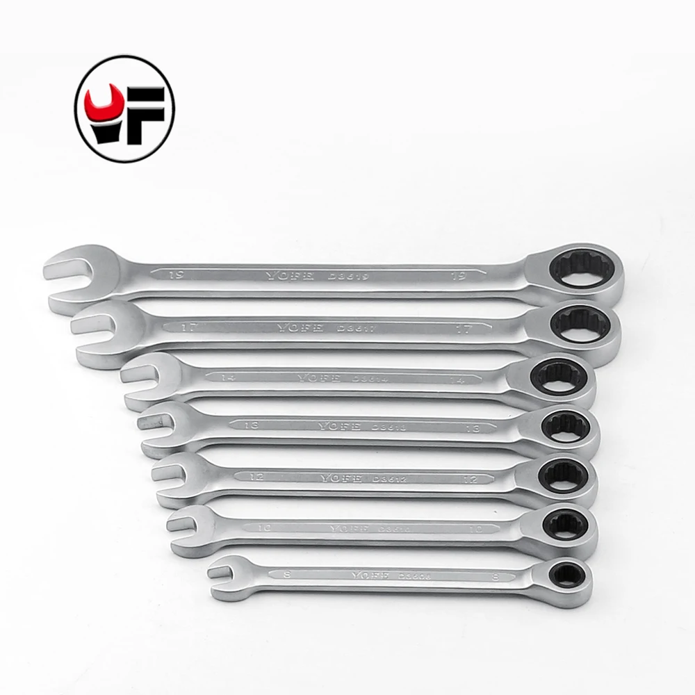 

YOFE TOOLS Ratchet Spanner Combination wrench a set of keys ratchet skate tool gear ring wrench ratchet handle size 8-14,17,19mm