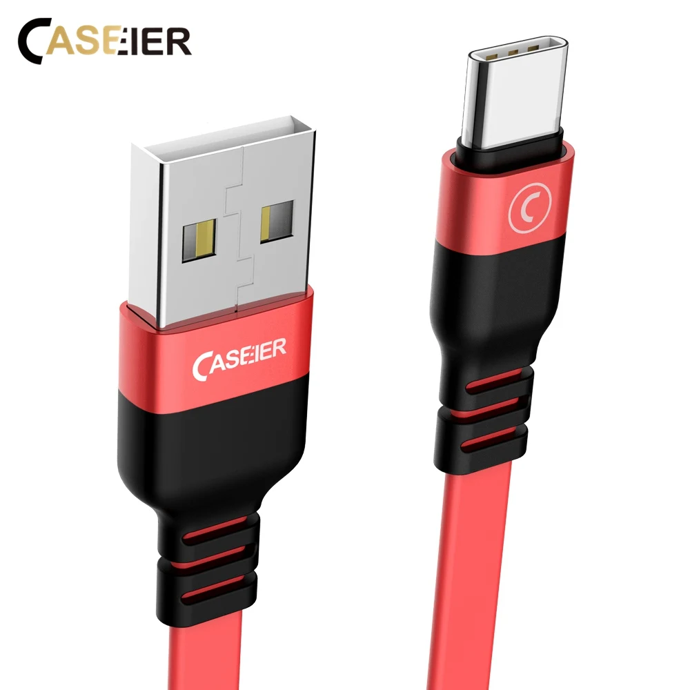 Caseier Тип C USB C кабель Micro usb зарядка плоский, из ПВХ плоский провод зарядный кабель Micro USB C кабели для Samsung huawei Xiaomi кабель usb