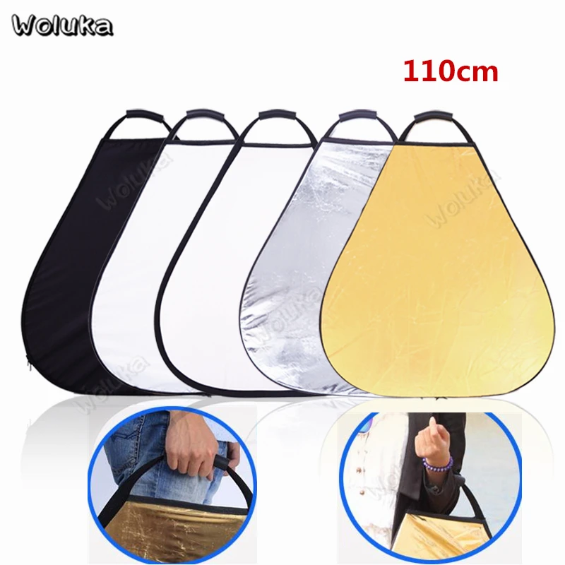

110cm 5 in 1 Trangle reflector board gold silver reflector with handle portable photo studio photography accessories CD50 T10