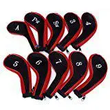 red HobbyLane 10 PCS Golf Club Head Cover Iron Putter Headcover Protect Set Number Printed with Zipper Golf Club Accessories - Цвет: red