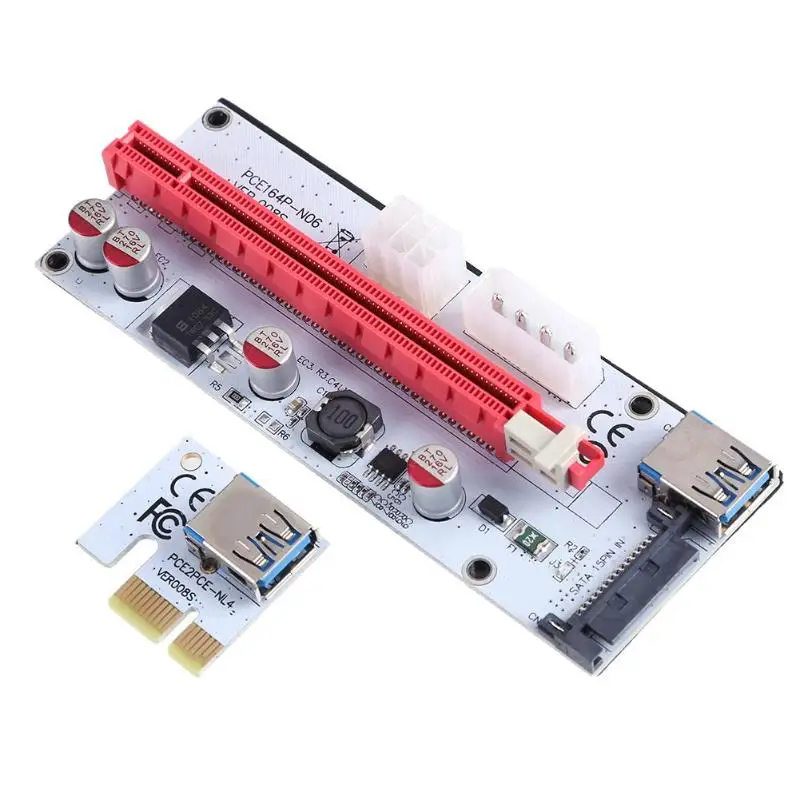 Riser PCI-E PCIe Extender PCI E Express Riser Card 1x to 16x Sata to 6pin 4pin Molex Riser Card for BTC