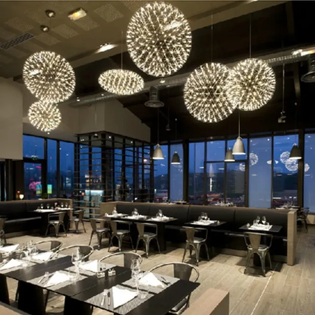 

Modern Firework Spark Ball LED Pendant Light Stainless Steel Pendant Lamps Home Decor Lighting AC110-240V Input