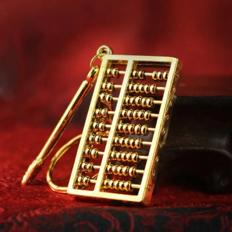 Pendant 9 Rows Unique Keychain Crafted Gold Abacus Novelty Chinese