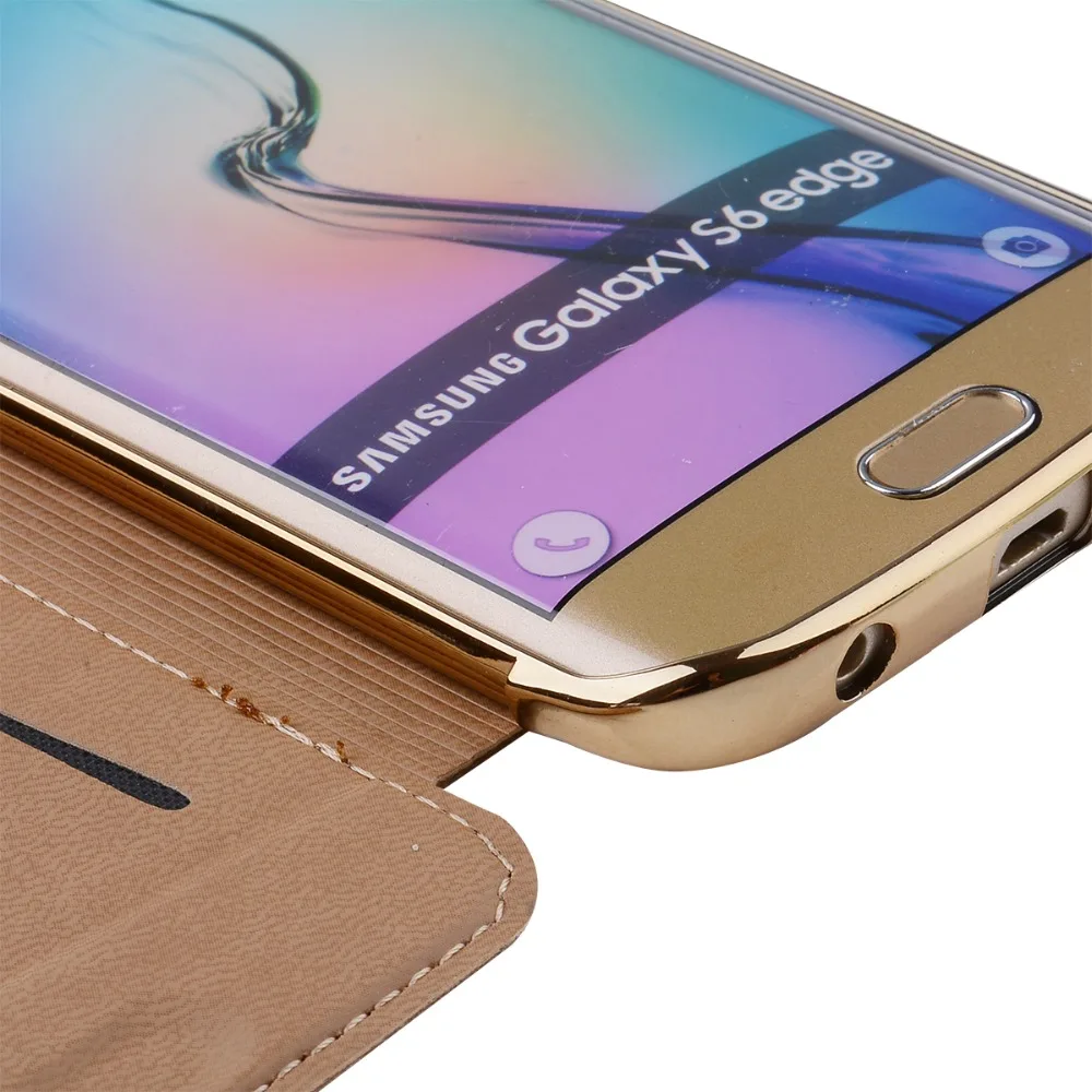 Покрытие Силиконовой ТПУ Кожаные Чехлы Флип чехол Для Samsung Galaxy S6 Edge G9250 G925F Luxury Case