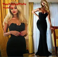 New Mermaid Black Party Elegant Floor-Length Off the Shoulder Sweetheart Custom Made Evening Dresses 2017