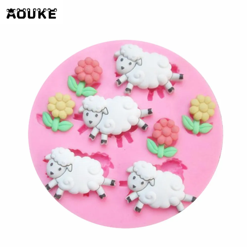 

Sheep Flowers Shape Fondant Cake Silicone Mold Pastry Biscuits Mould Candy Chocolate Molds Cake Decoration DIY Baking Tools E010