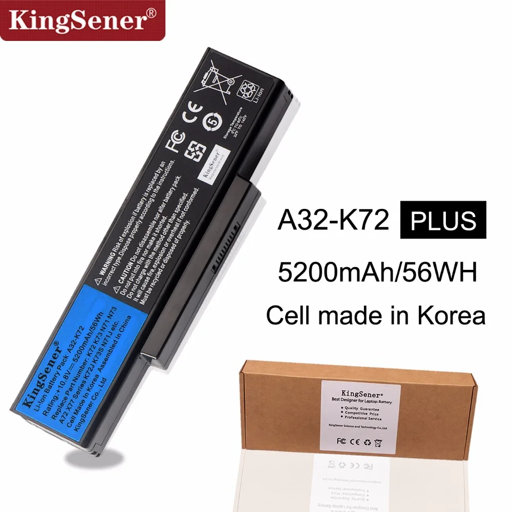 KingSener Корея сотовый A32-K72 A32-N71 Батарея для ASUS K73E N71 N71J N71JA N71JQ N71JV N71V N71VG N71VN N73 N73F N73S N73SV X77JA