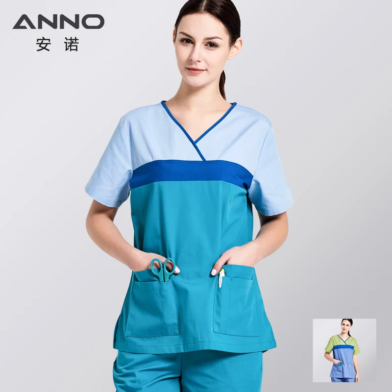 

ANNO Cotton Medical Scrubs Set Surgery Nurse Uniform For Women Medical Clothing Shirt Pant Beauty Salon Wok Wear Nursing Gown