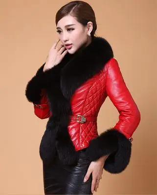 Меховое пальто для женщин, зимнее женское пальто из искусственной кожи высокого качества, искусственный мех, чистый цвет, воротник лисы, застежка-молния, мех размера плюс - Цвет: Прозрачный