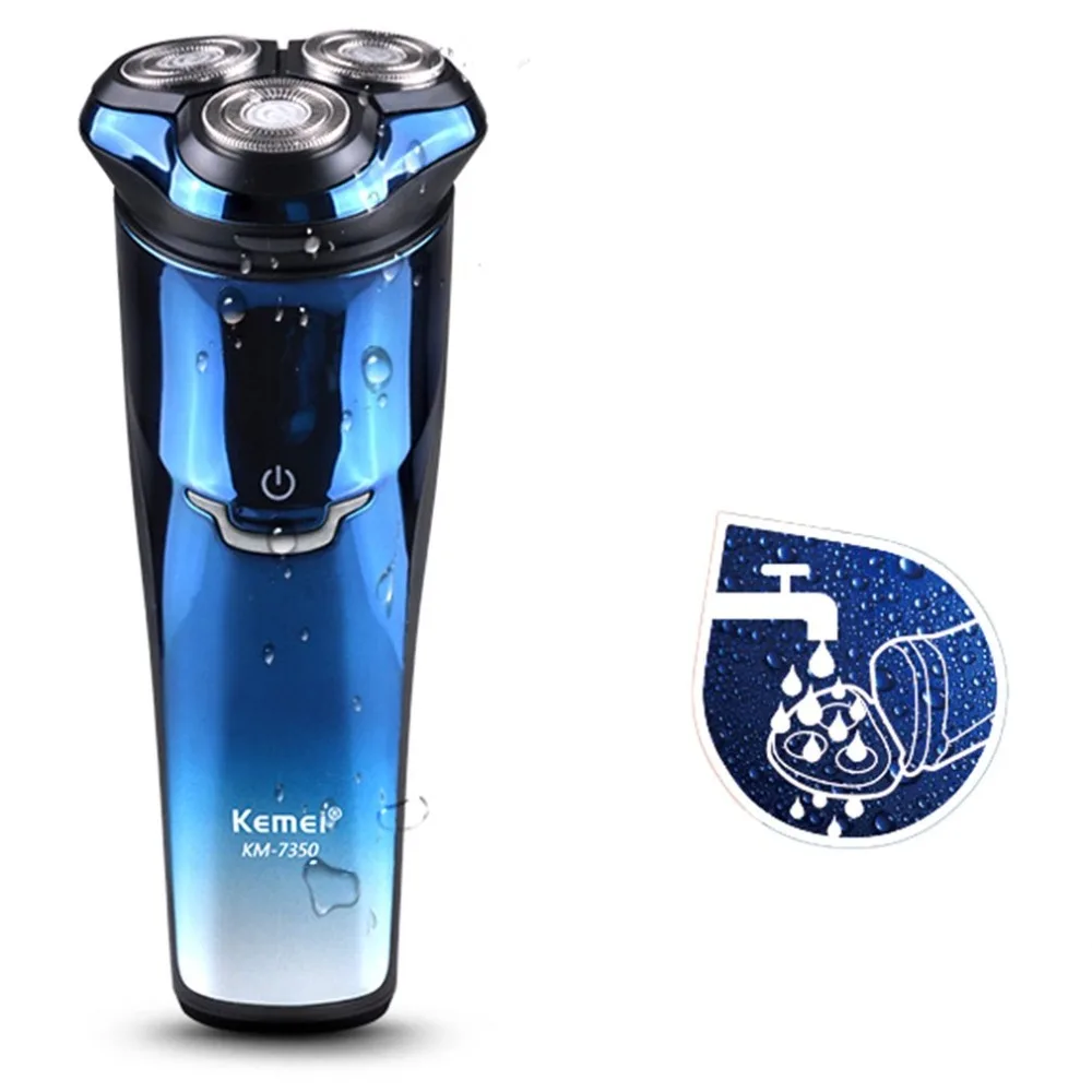 

Kemei KM-7350 Rechargeable Electric Shaver Three Heads Shaving Razors Portable Men Beard Trimmer Face Care EU Plug