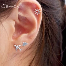 3 шт./компл. Мода модное серебряное кольцо самолет солнце серьги в виде облака Стад Серьги Набор Для женщин; Brincos, можно носить в богемном стиле ювелирные изделия