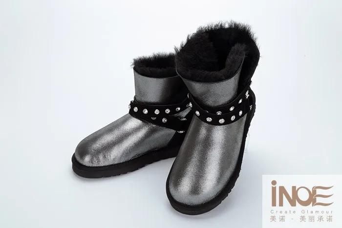 Модные женские зимние ботильоны из овечьей кожи; зимние ботинки с пряжкой и натуральным мехом; короткие зимние ботинки из водонепроницаемого материала