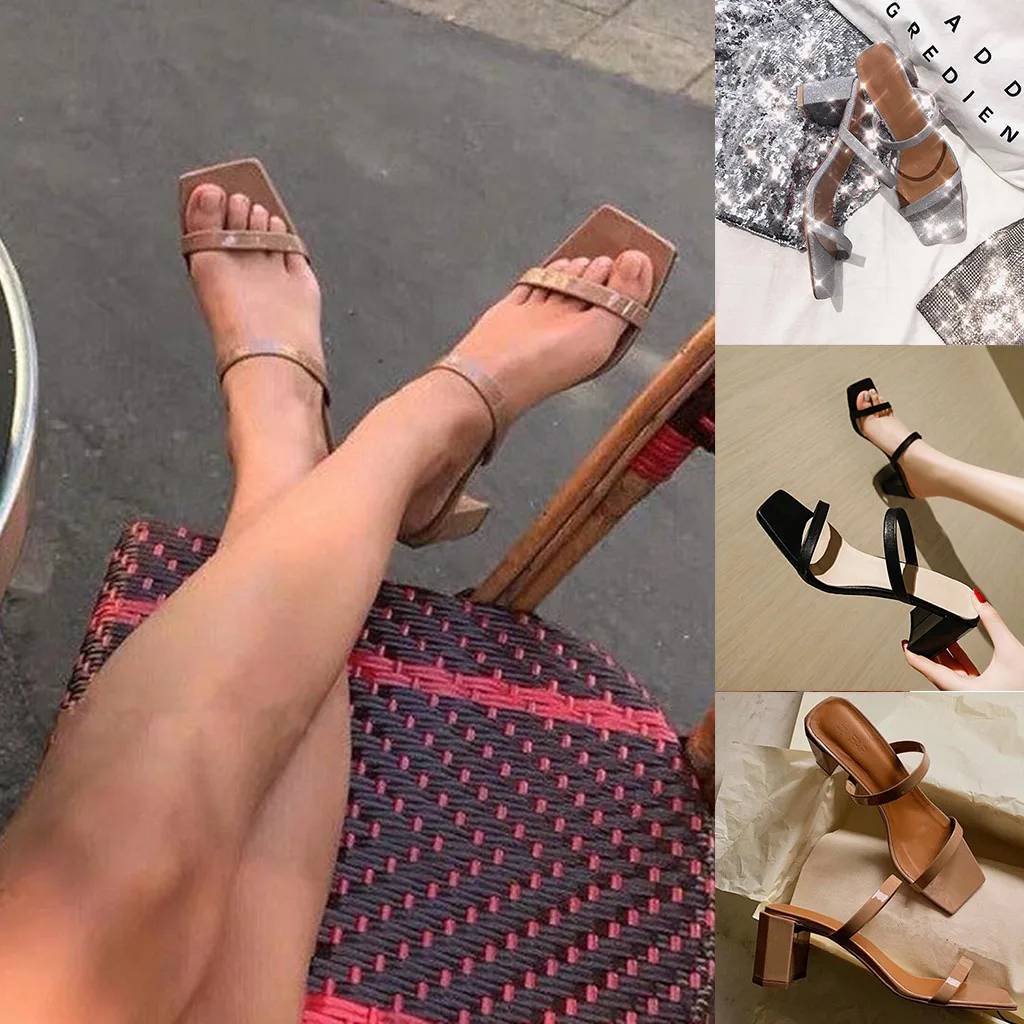 Женская обувь на танкетке; женская модная повседневная Уличная обувь с открытым носком; однотонная обувь на квадратном каблуке; обувь для женщин;#72G