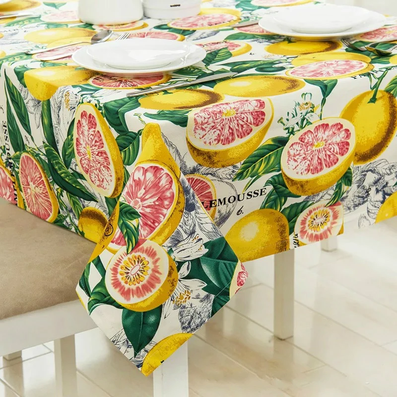 Lemon Fruit Tablecloths Thick Cotton Canvas Tablecloth Table Cover