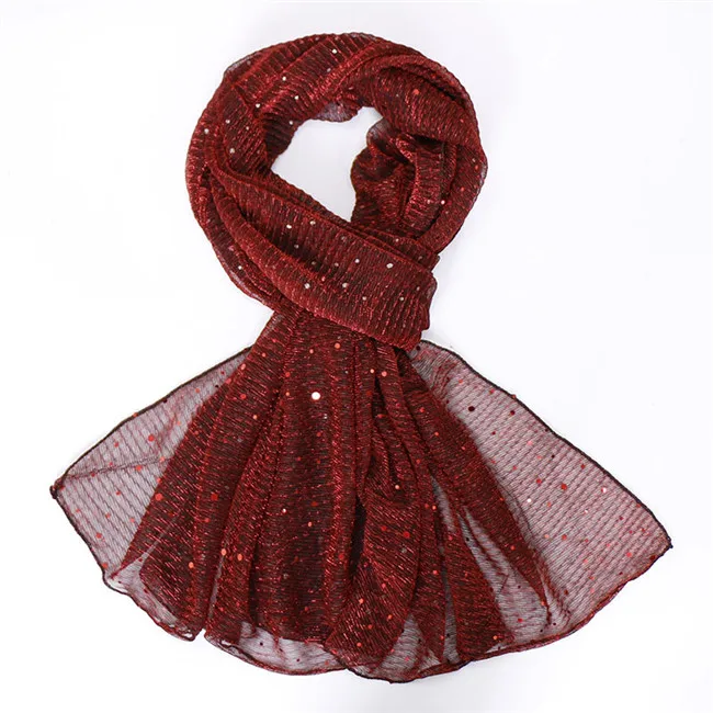 Весенний женский шарф, модные однотонные перламутровые блестящие шарфы для женщин, тонкие шали и палантины с люрексом, палантин, мусульманский хиджаб - Цвет: 1