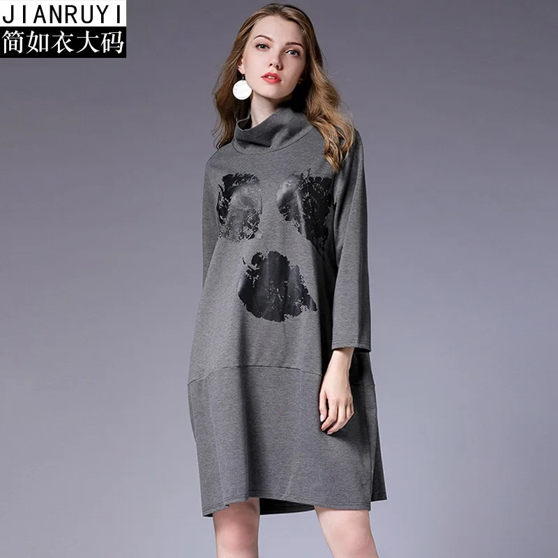 

2018 Woman Dress Turtleneck Maternity Dress Cotton Pregnant Clothes Loose Plus Size XL-4XL Pockets Fashion Tops Full Sleeve