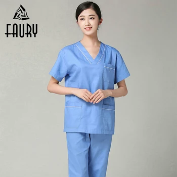 

Hospital Doctor Surgeon Medical Surgical Set Nursing Scrub Sets Short Sleeve Tops Pants Dental Clinic Beauty Salon Work Uniforms