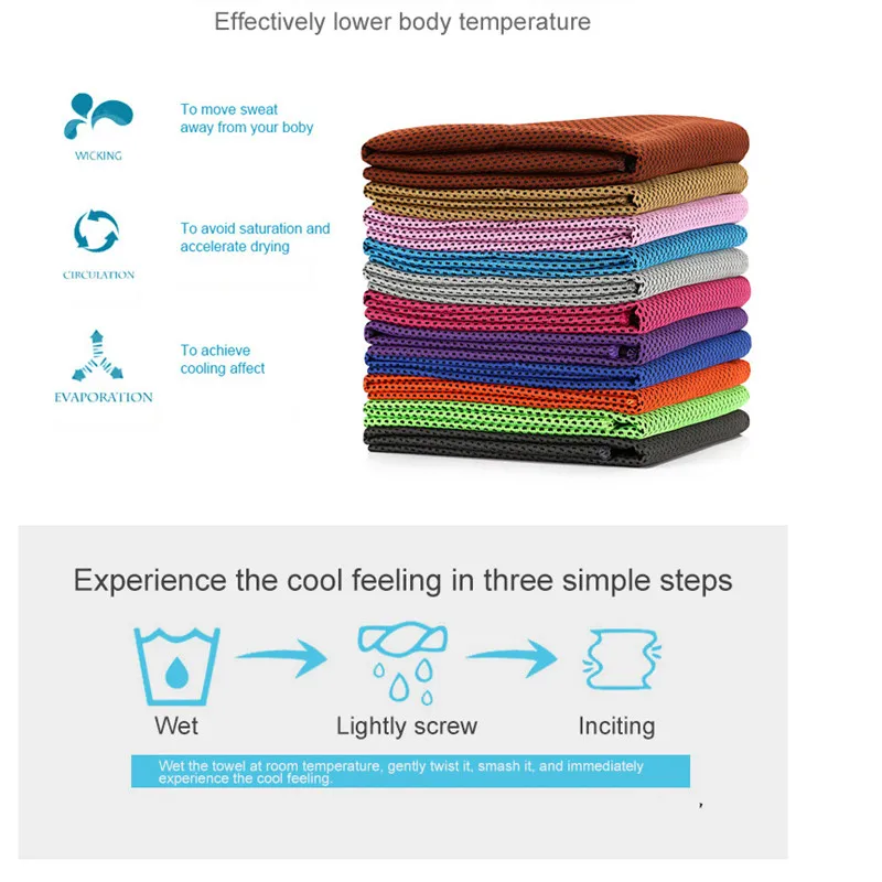 Cooling Towel Summer Sports Instant Ice Cooling Heat Relief Face Towel  90*30cm 
