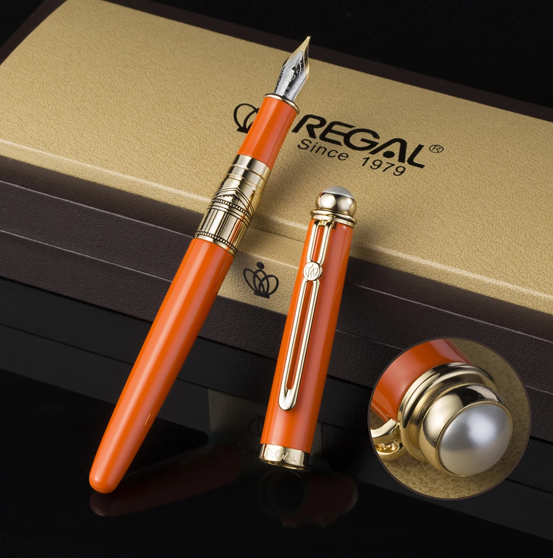 

Regal The British Museum Commemoration Fountain Pen Germany Iridium Medium Nib, Noble Orange Business Graduation Gift Pen