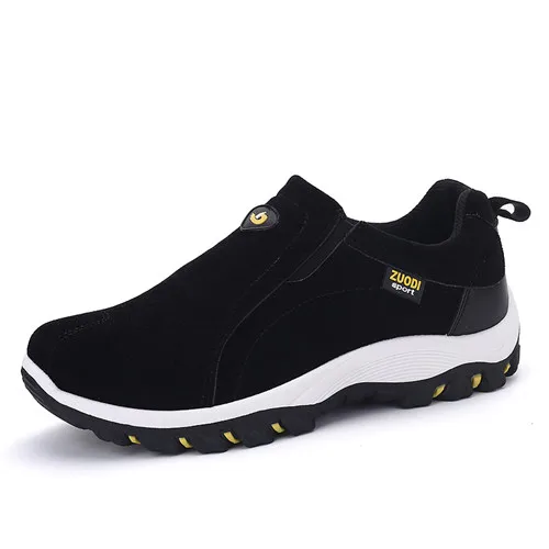 URBANFIND/качественные мужские замшевые лоферы без шнуровки; дизайнерская мужская повседневная спортивная обувь; осенне-зимняя обувь; большие размеры 39-47 - Цвет: Black