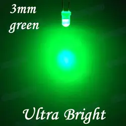 1000 шт. 3 мм светодиодный зеленый Ультра-яркий свет светодиод 3 мм PCB Компоненты лампы шарик плагин DIY Kit