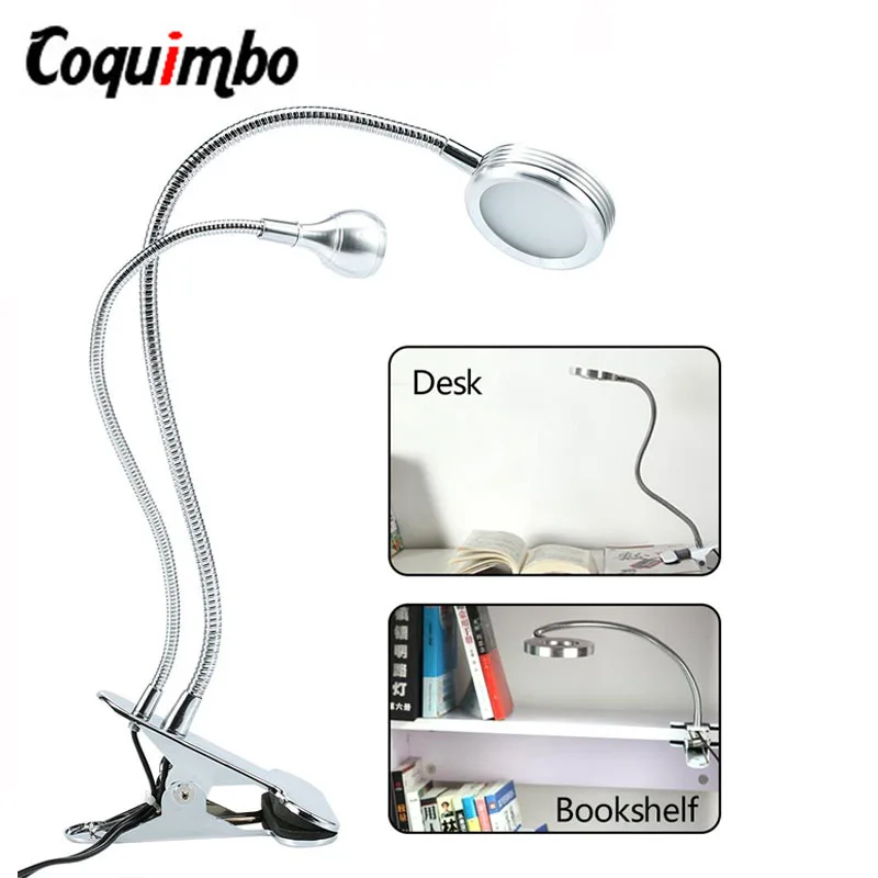 

USB LED Table Lamp With Clip 2 Heads Flexible Desk Lamp Led Clip On Desk Light Reading Light For Eyebrow Tattoo Nail Art Makeup