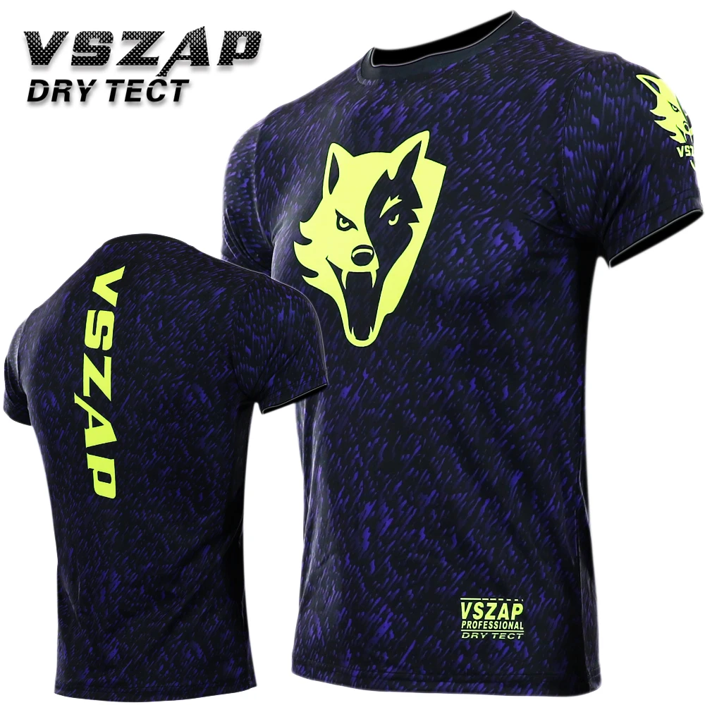 

VSZAP Compression T-Shirts Quick Dry MMA Rashguard Short Sleeves Tight Mens T-Shirts Jiu Jitsu kickboxing
