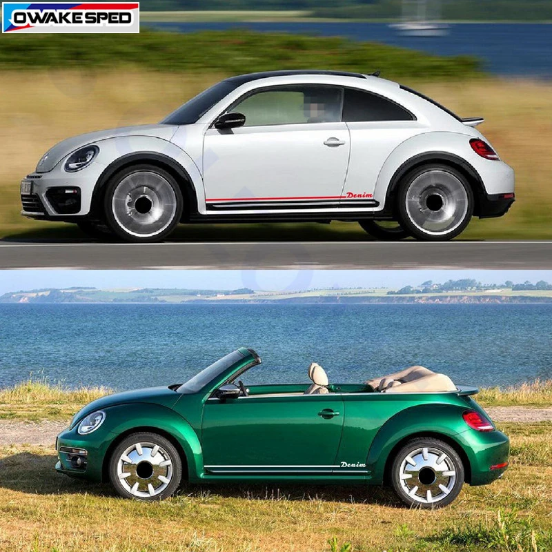 Гоночные спортивные полосы, боковые наклейки на дверь автомобиля для Volkswagen Beetle Turbo Denim, авто наклейки для тела, Настраиваемые текстовые наклейки