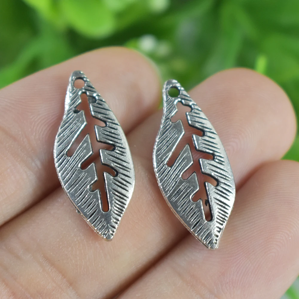 

10pieces 24x10mm Antique Silver Charm Pendant Leaves