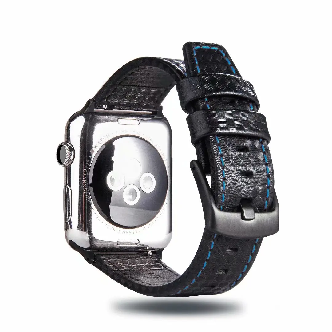 

carbon fibre Band Suture Style Bracelet for Apple Watch 4 40mm 44mm Series 3 Watchband Replacement Strap Men/Women 38/42mm