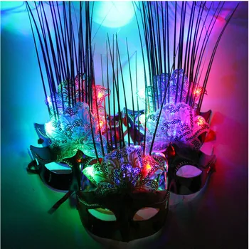 

Light Up LED Peony Flower Venetian Masquerade Mask Princess Lady Blinking Lighting Masks