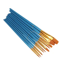 10 шт. синий художественная кисть Набор нейлоновых волос Акварель акриловые кисти для живописи маслом рисунок товары для рукоделия