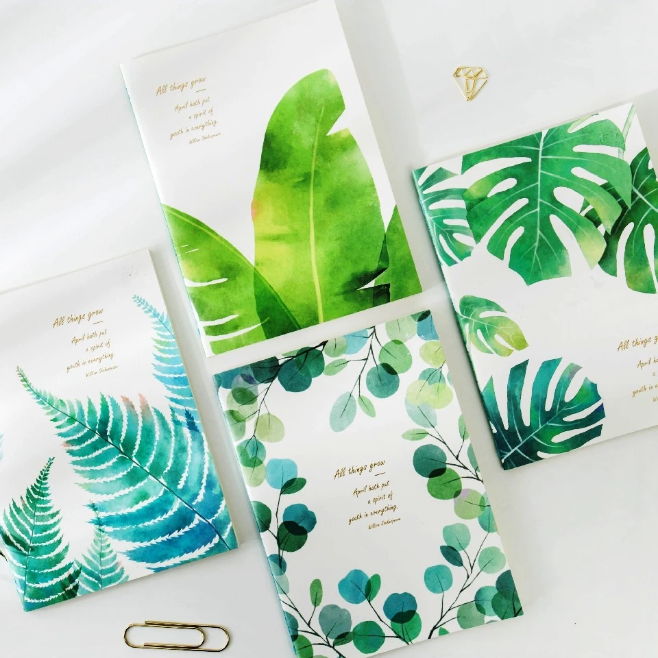 Green Leaves Ver 2 Pack Of 4 Exercise Book Lined Papers Study Business Notebook Big Size Composition Book Diary Composition Book Business Diarydiary Business Aliexpress