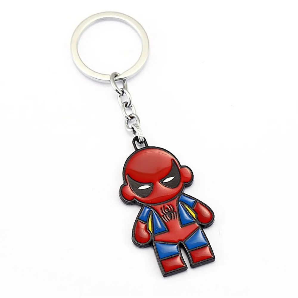 

12pcs Batmen Keychain Supermen Captain America Deadpool Cartoon Figure Key Chain Holder Ring Gift Accessory Chaveiro Men Jewelry