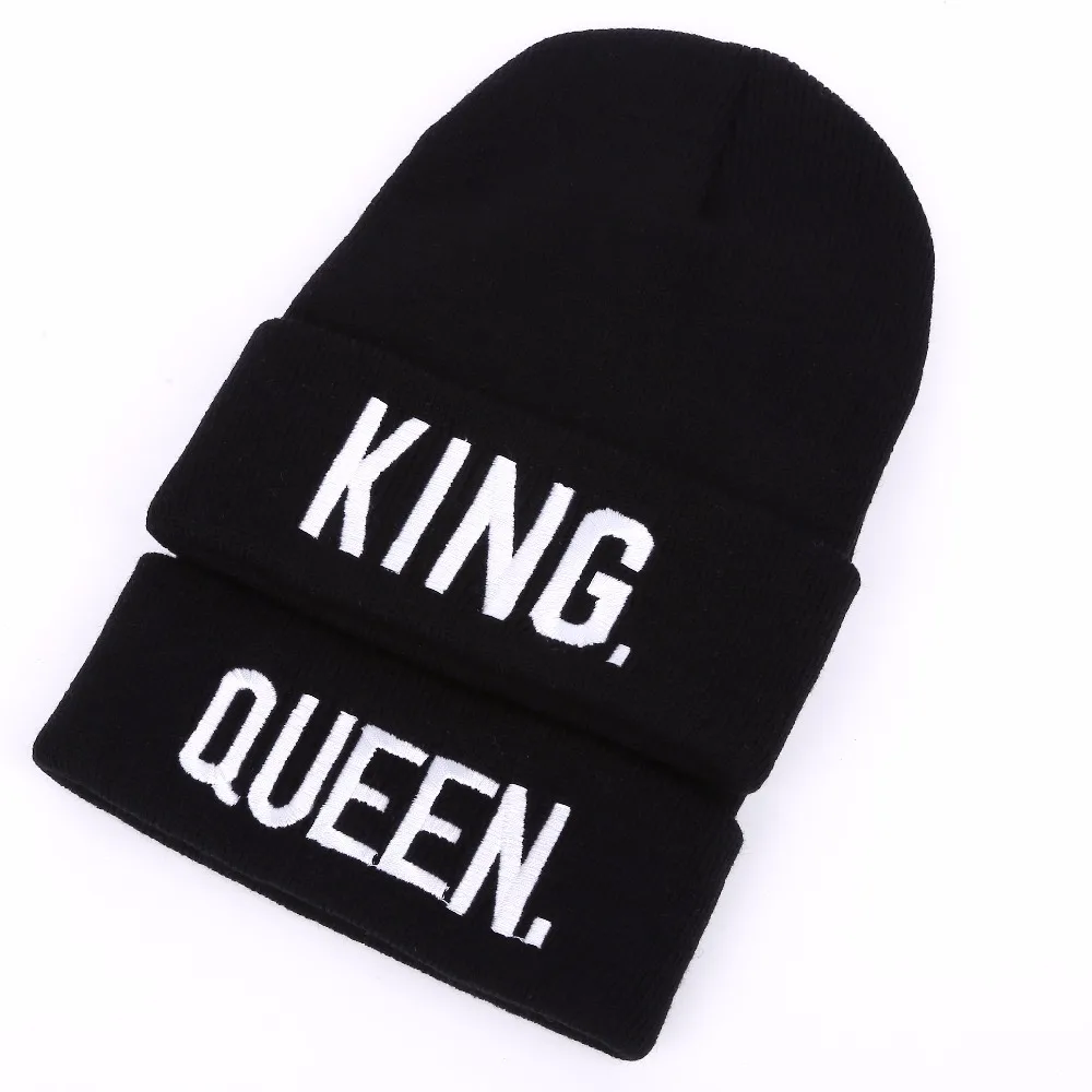 Шапки KING QUEEN с вышивкой теплые зимние шапки для него хип хоп взрослых мужчин и