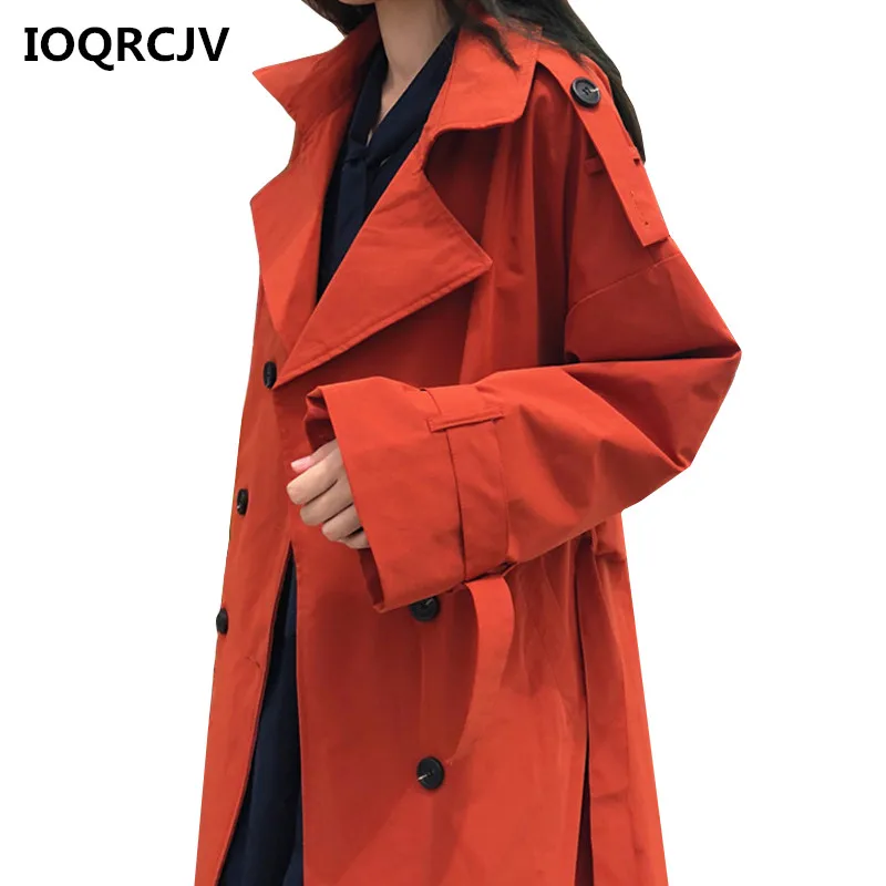 

Women Casual Loose Trench Coat With Sashes 2019 New Autumn Long Elegant Double Breasted Long Sleeve Windbreaker Outerwear R208