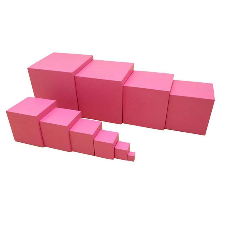 High Quality Wooden Montessori Mathematics Toys Pink Tower Solid Wood