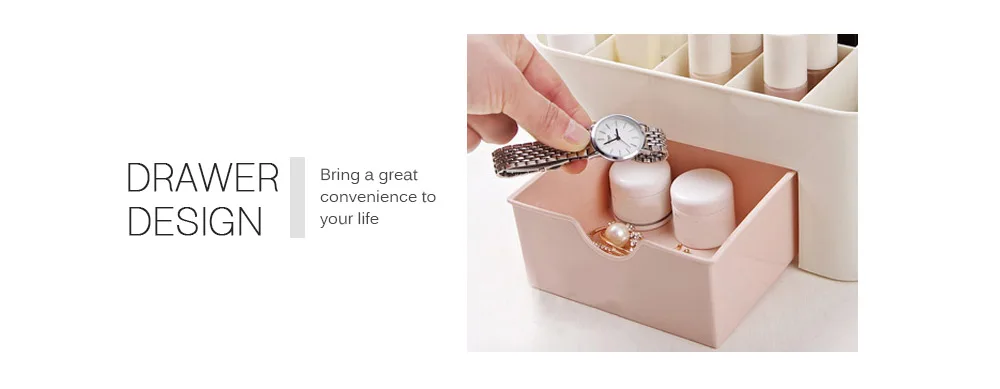 Plastic Desktop Cosmetic Storage Box Container with Drawer