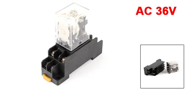 HH52PL AC36V Coil DPDT 8Pin 35mm DIN Rail Electromagnetic Power Relay