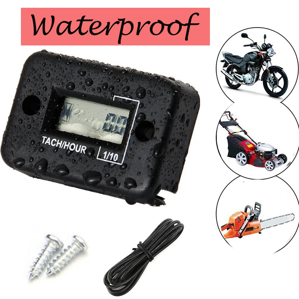 

Hour Meter Counter Waterproof Engine Gauge For 4 Stroke Motorcycle ATV Snowmobile LCD Display Portable Hour Meter Tachometer