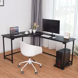 Giantex l-образный угловой компьютерный стол ПК ноутбук Рабочий стол офисная черная коммерческая мебель HW56370BK