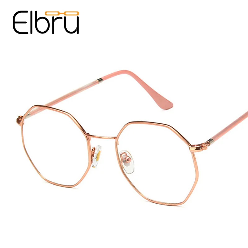 

Elbru Anti Blue Light Blocking Myopia Glasses Frame Men Women Polygon Metal Frame Computer Glasses Anti Blue-ray Eyewear Goggles