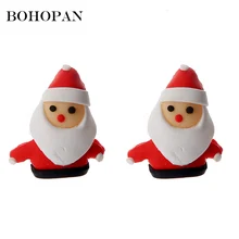 Cute Santa Claus Stud Earrings for Women Cartoon Polymer Clay snowman Dangle Christmas Earring Child Jewelry aretes de mujer santa claus enamel christmas dangle earrings