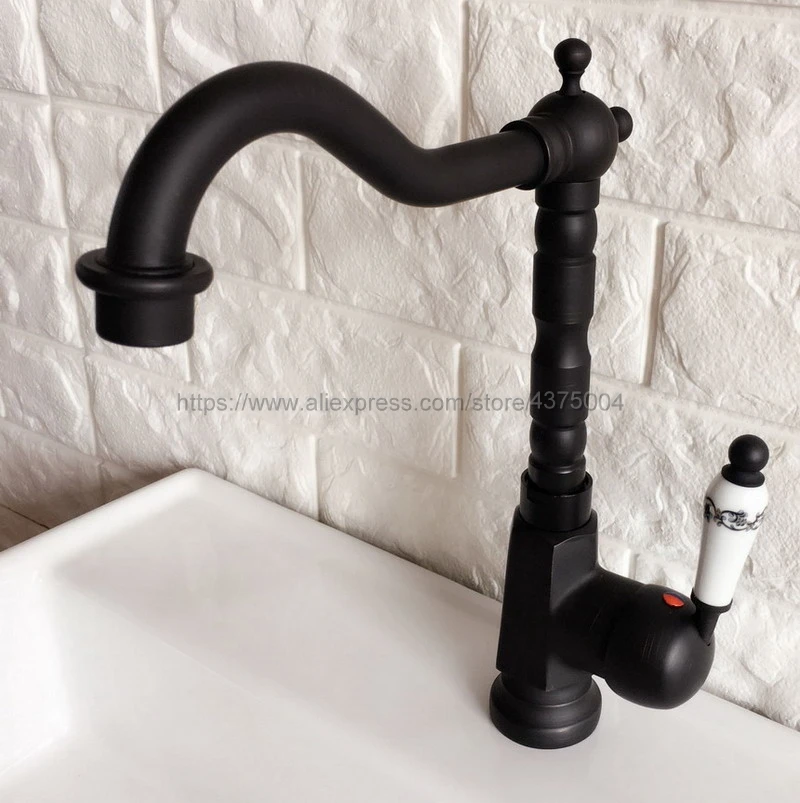 Bathroom Faucet Oil Rubbed Bronze Single Handle Hot & Cold Water Mixer Taps Wash Basin Bathroom Deck Mounted Faucet Nnf355