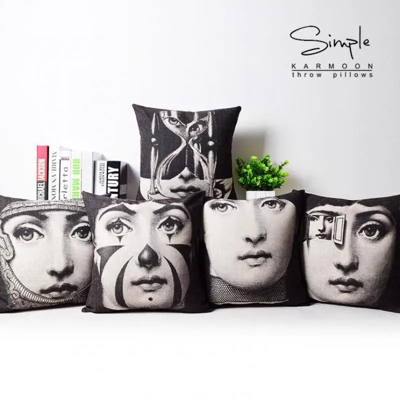 Винтажный Декор Fornasetti Подушка знаменитая красота для женщин маска для лица художественная льняная декоративная подушка Ретро стиль для дома аксессуары